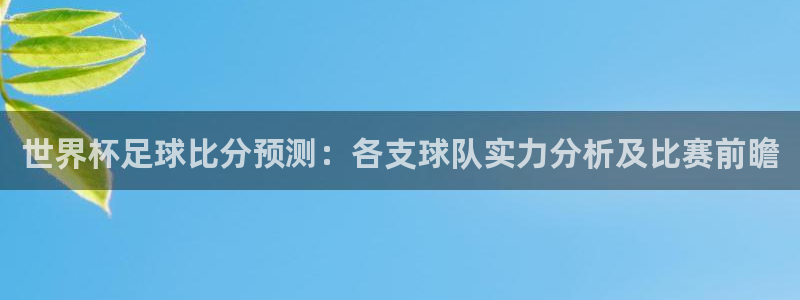 世界杯决赛预测：世界杯足球比分预测：各支球队实力分析及比赛前瞻